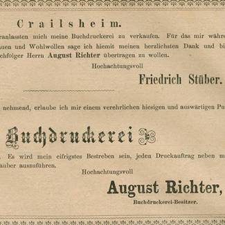 Die Anfänge der Crailsheimer Zeitungsgeschichte in der Ära Stüber