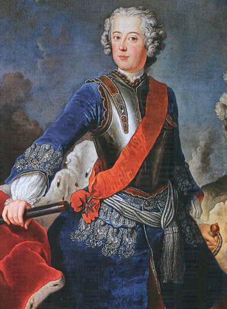 Kronprinz Friedrich, 1736, im Alter von 24 Jahren (Gemälde von Antoine Pesne)