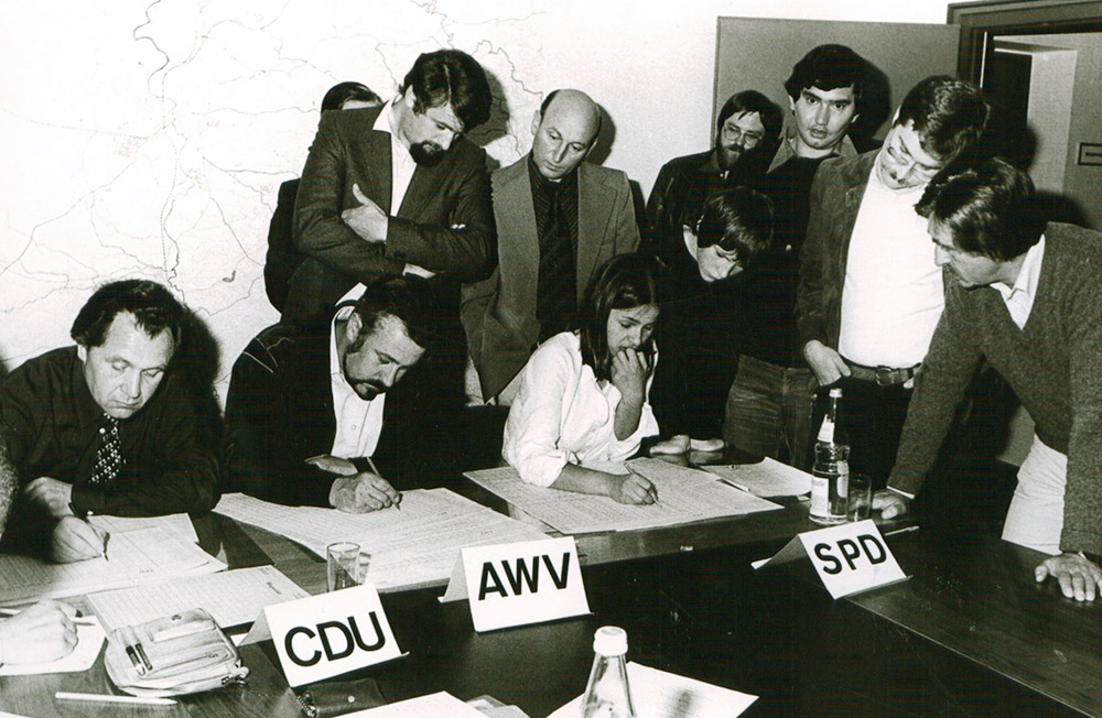 Stimmauszählung bei der Gemeinderatswahl 1980